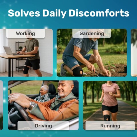 Dr Flexa knee brace worn during daily activities for chronic knee discomfort