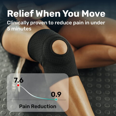 Dr Flexa knee brace product detail showing AxisControl stabilizers and open patella design