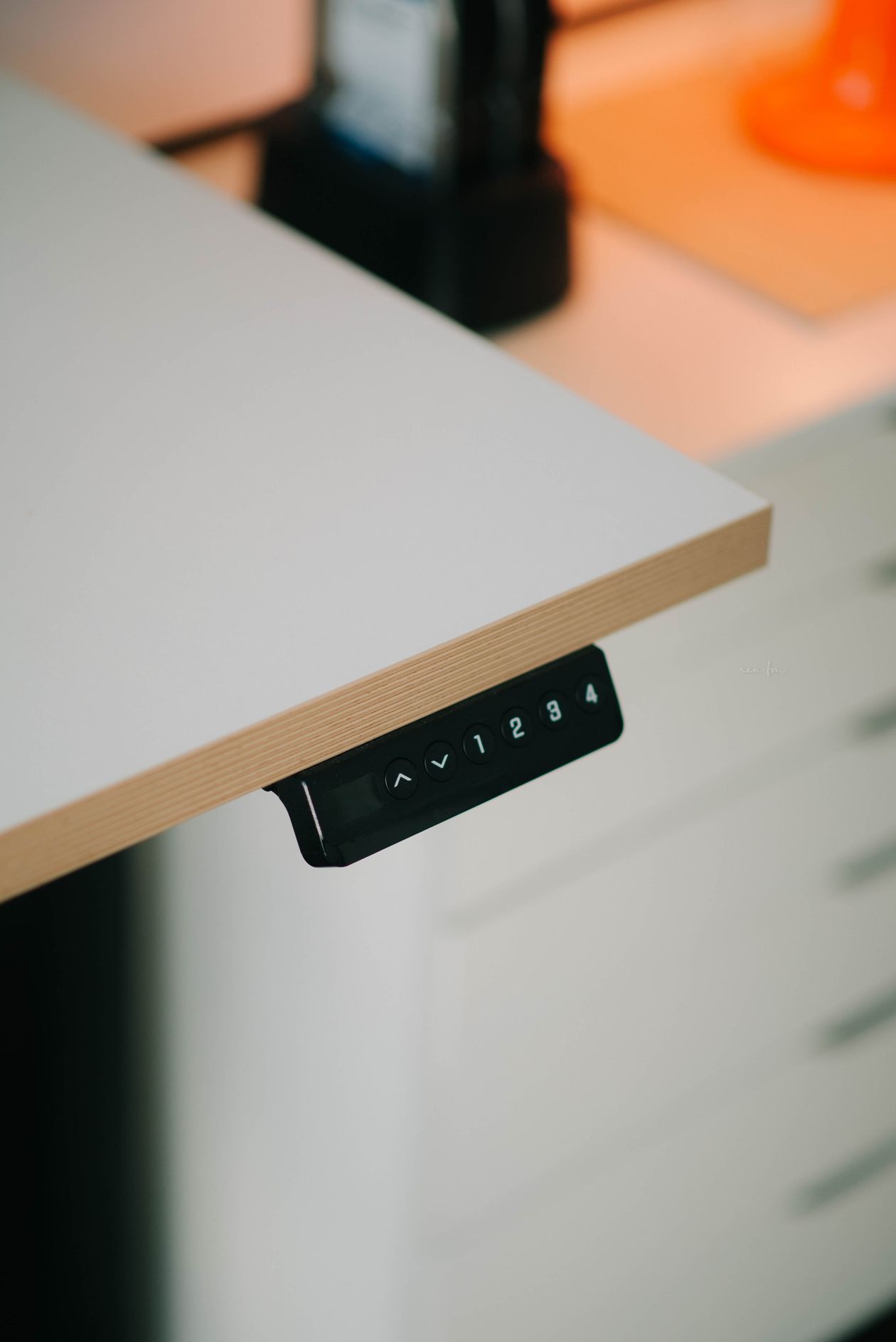 modern adjustable height desk with integrated control panel for sit-stand ergonomic working
