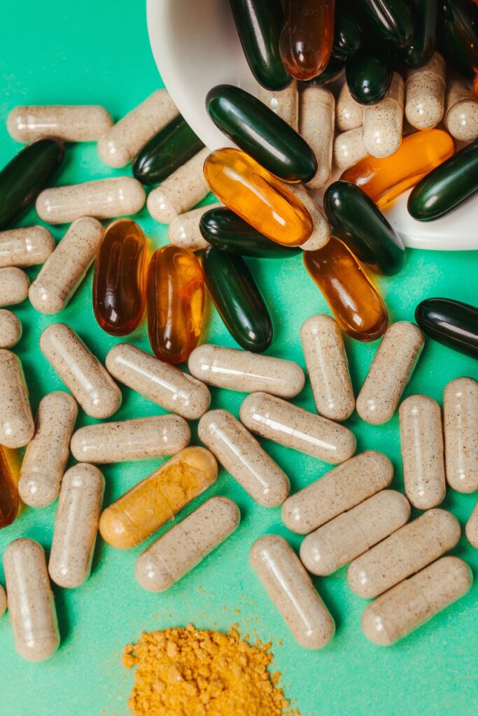 close up of various vitamins and joint health supplements