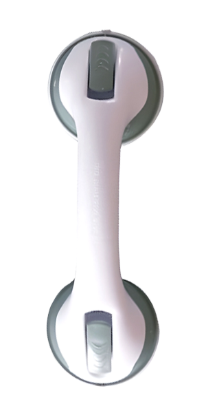 UltraGrip Assist portable grab bar features showing ergonomic handle and dual suction lock system for senior bathroom safety