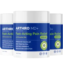 ArthroMD Plus cream three bottle package showing best value option for continuous joint pain relief