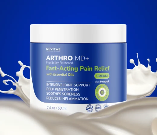 ArthroMD Plus joint relief cream product jar showing topical formula for fast-acting pain and stiffness relief