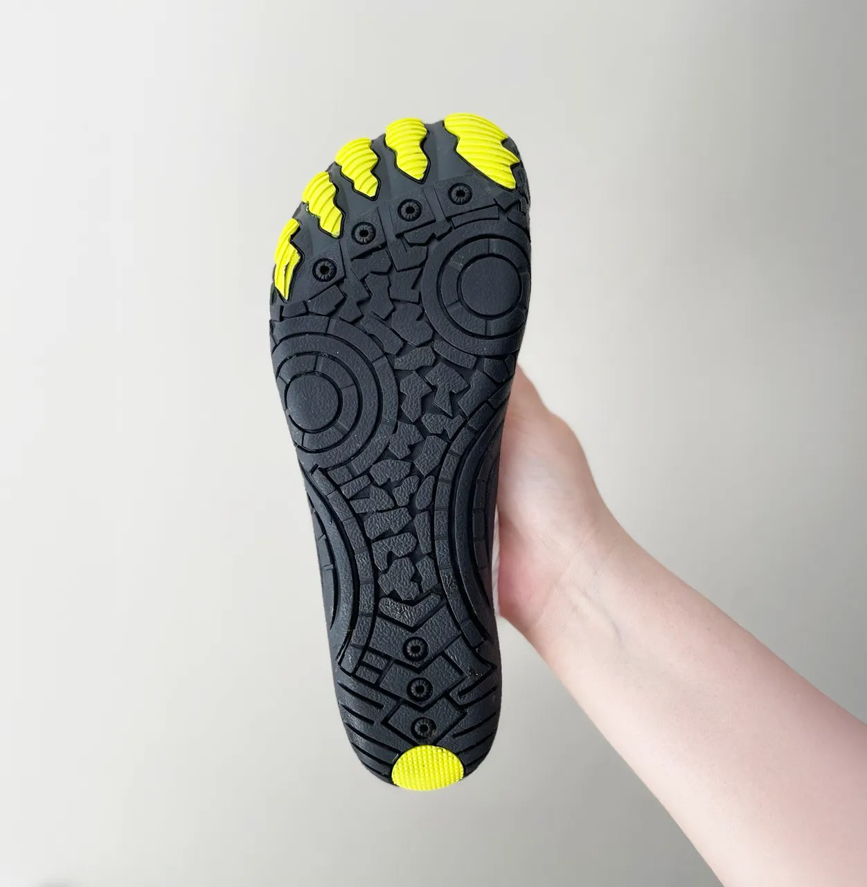 Grounded Footwear barefoot shoe sole showing thin flexible design and wide toe box for natural foot positioning