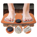 NeuroMat EMS foot massager device showing NMES technology for neuropathic foot pain relief and circulation improvement