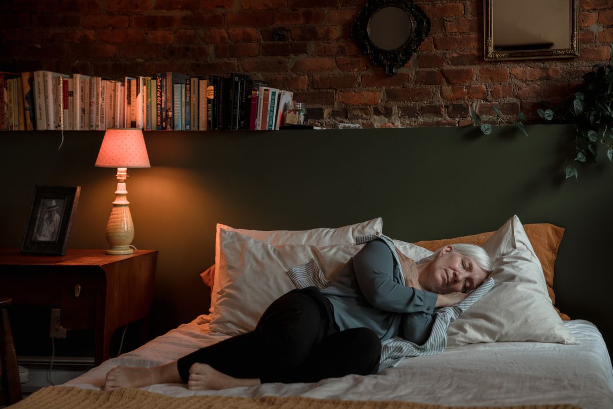 Adult over 40 asleep while a wearable records overnight resting heart rate and heart rate variability