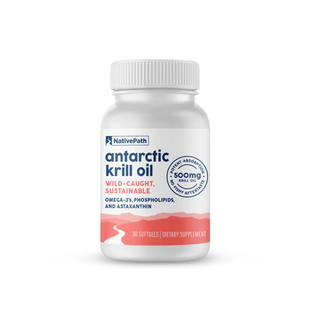 NativePath Antarctic Krill Oil softgel capsules, phospholipid omega-3 with astaxanthin for joint inflammation