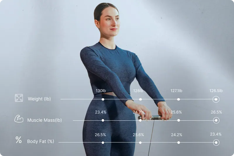Person standing on the Hume Body Pod for a body composition reading