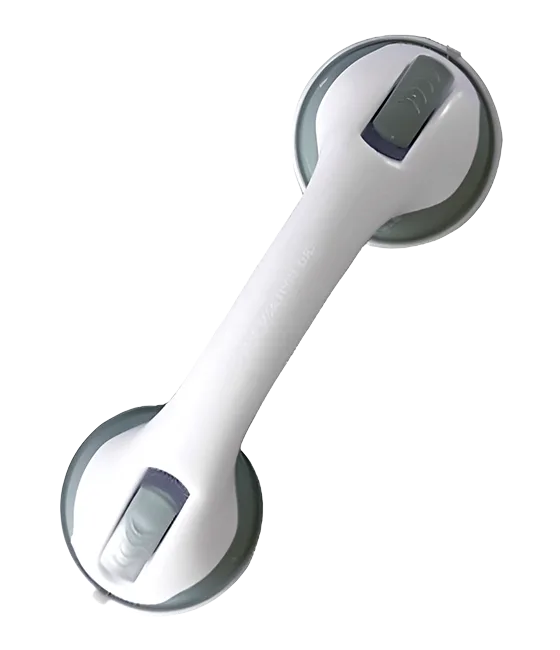 UltraGrip Assist suction grab bar, white handle with two grey suction cups and lock tabs